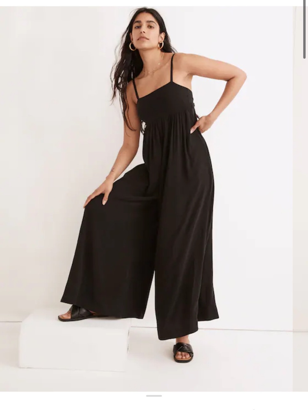 Madewell Black Wide-Leg Spaghetti-Strap Jumpsuit
